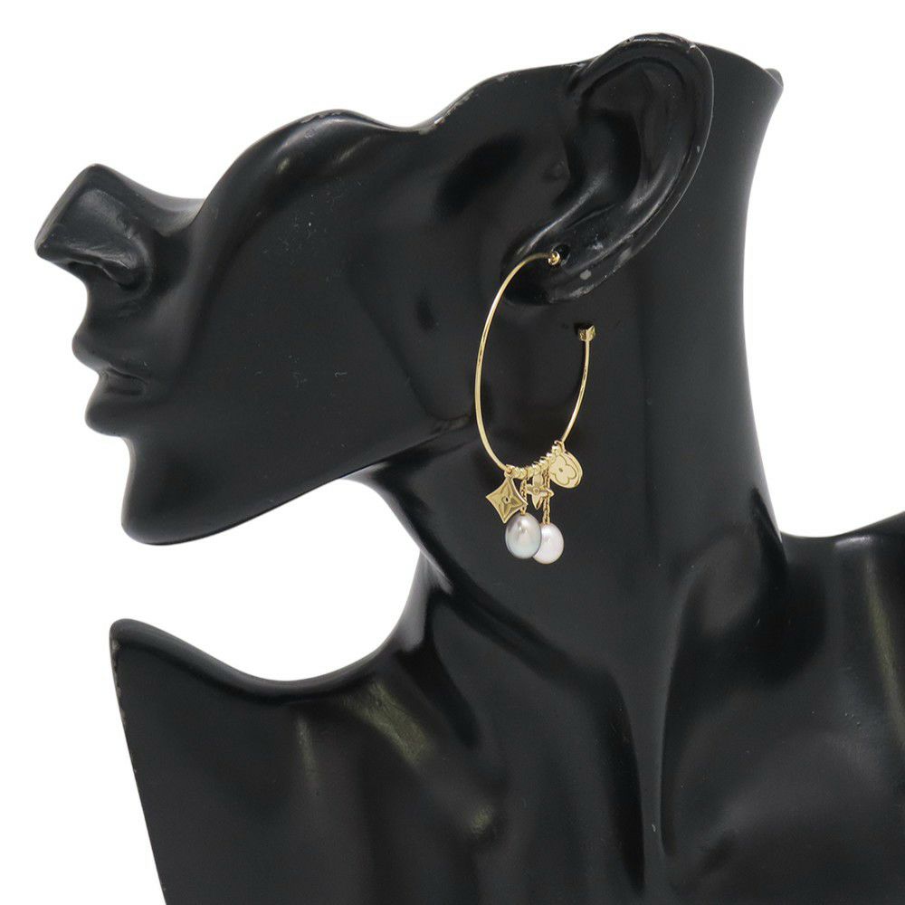 ルイヴィトン ピアス クレオール フープ 淡水パール K18YGイエローゴールド Q96000 真珠 LOUIS VUITTON