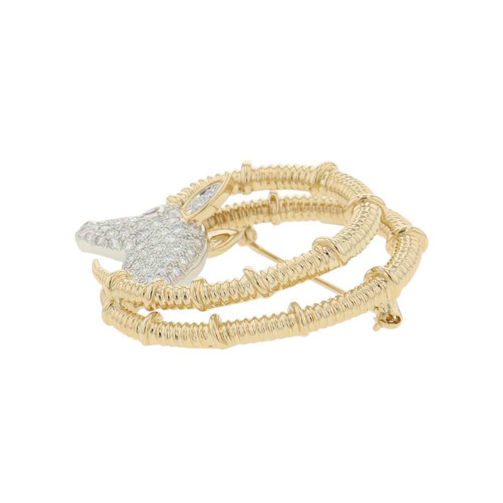 ティファニー ブローチ ジャン・シュランバージェ アイベックス  ダイヤ 計0.87ct/ピンクサファイヤ 1P 0.08ct K18YG/Pt950 60022750