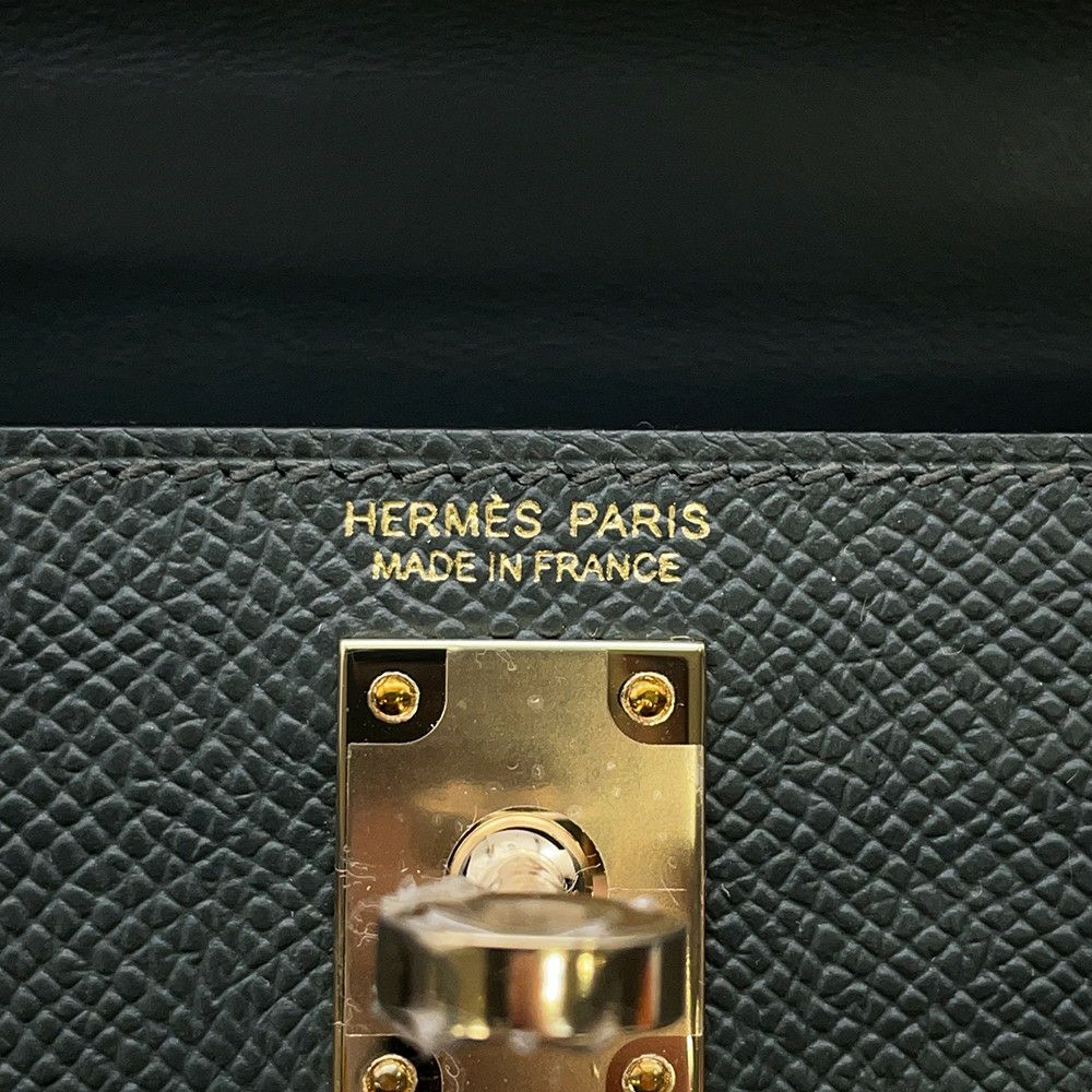 エルメス ミニケリー2 外縫い トリコロール ヴェールマングローブ/ブラック/グリパンタン/シャンパンゴールド金具 エプソン K刻印 2wayショルダー