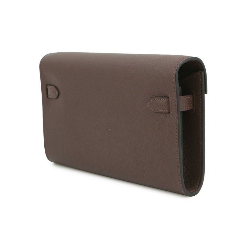 エルメス ケリーウォレット ロング トゥーゴー モカ/シルバー金具 エバーカラー K刻印 財布