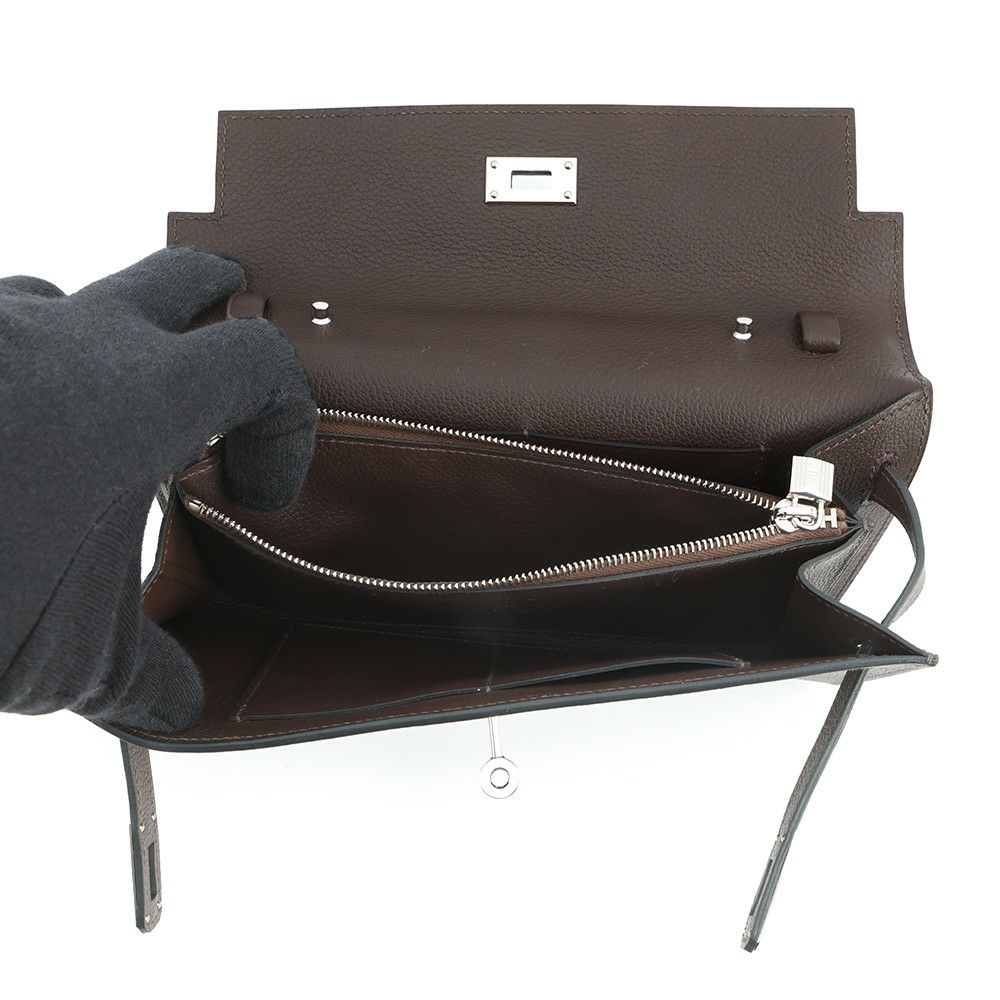 エルメス ケリーウォレット ロング トゥーゴー モカ/シルバー金具 エバーカラー K刻印 財布