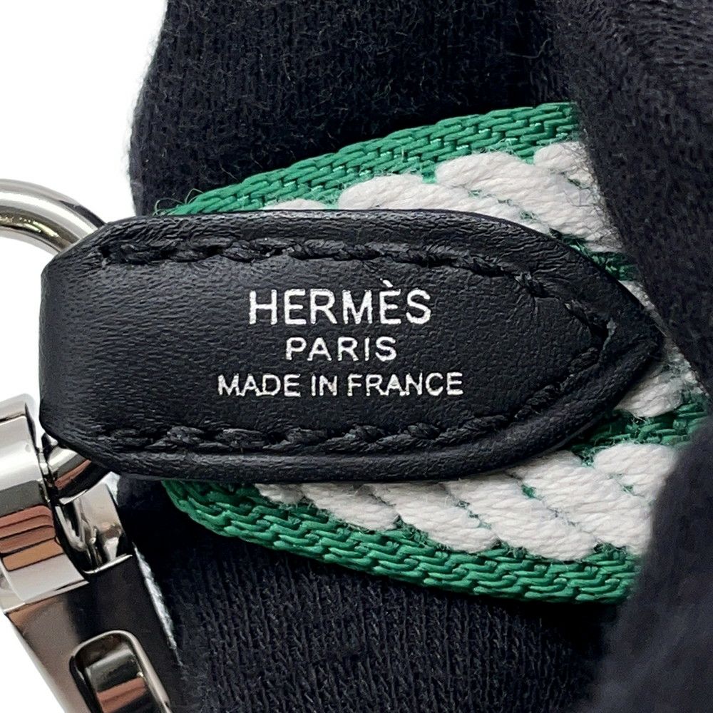 エルメス ショルダーストラップ バンドリエール サングル コルダージュ ヴェールヴェルティゴ/ホワイト/シルバー金具 K刻印