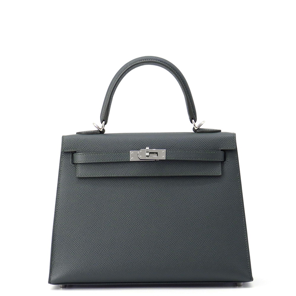 エルメス ハンドバッグ ケリー25 外縫い ヴェールマングローブ/シルバー金具 エプソン K刻印 ２wayショルダー