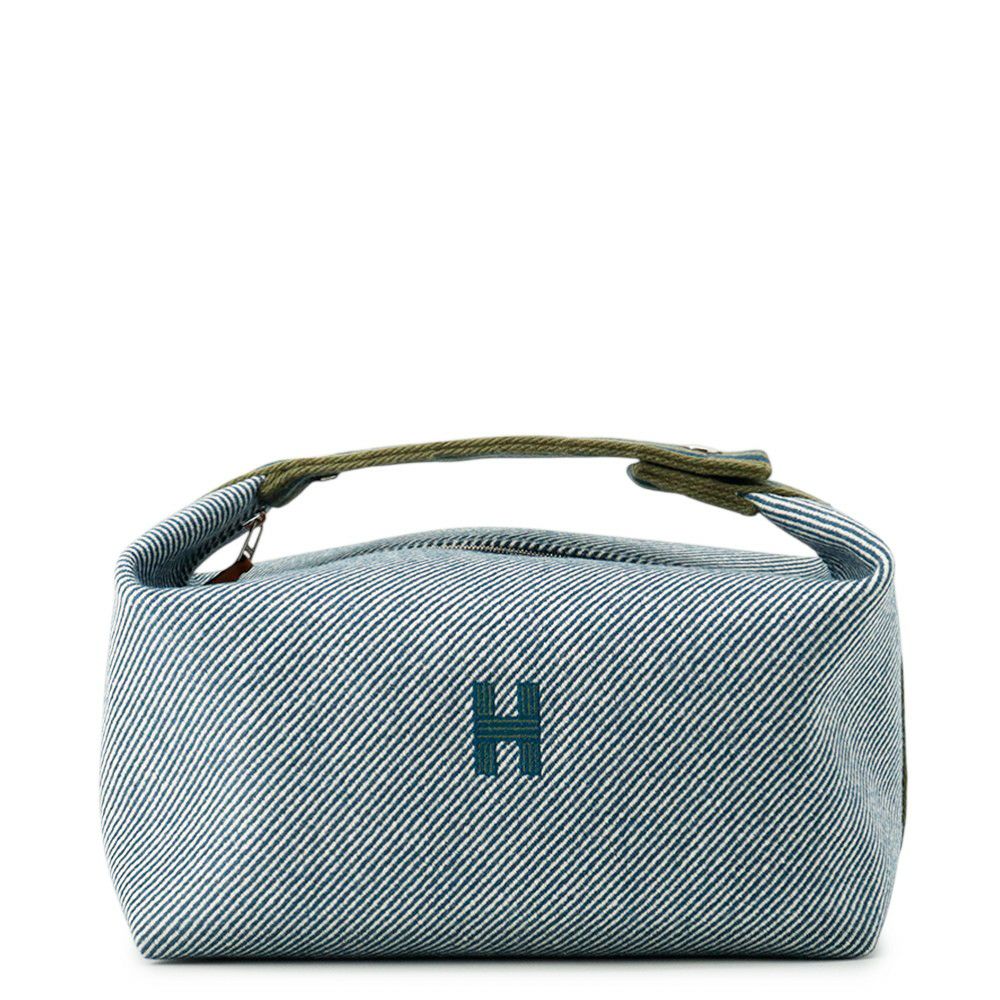 エルメス ポーチ ブリッド・ア・ブラック Hナッテ ブルーアビス/シルバー金具 ウール HERMES