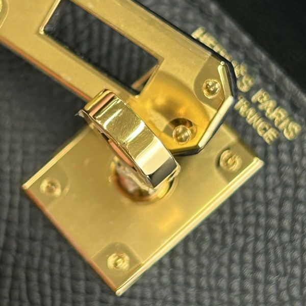 エルメス ハンドバッグ ミニケリー2 外縫い ブラック/ゴールド金具 エプソン K刻印 ２wayショルダー 黒