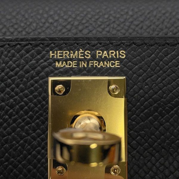 エルメス ハンドバッグ ミニケリー2 外縫い ブラック/ゴールド金具 エプソン K刻印 ２wayショルダー 黒