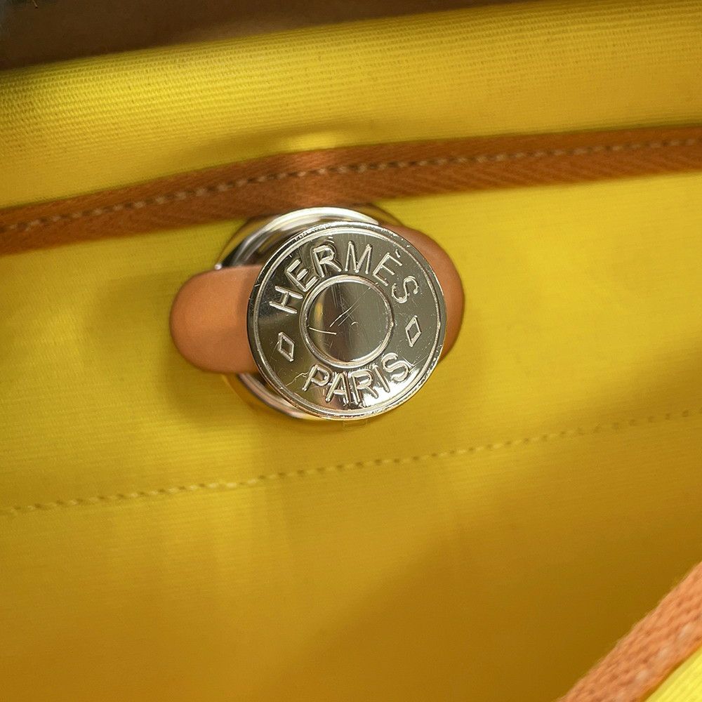 エルメス エールバッグジップPM ルトゥルネ シトロン/ナチュラル/シルバー金具 トワルオフィシエ/ヴァッシュハンター B刻印 ２way