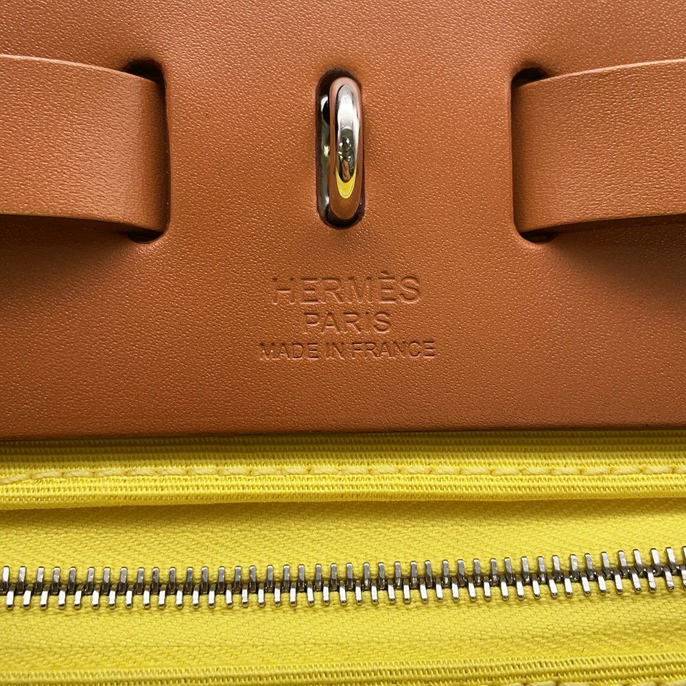 エルメス エールバッグジップPM ルトゥルネ シトロン/ナチュラル/シルバー金具 トワルオフィシエ/ヴァッシュハンター B刻印 ２way