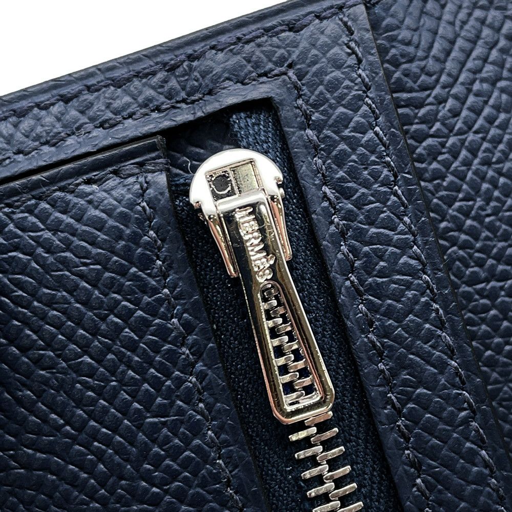 エルメス 長財布 ベアンスフレ ブルーサフィール/シルバー金具 エプソン K刻印 財布