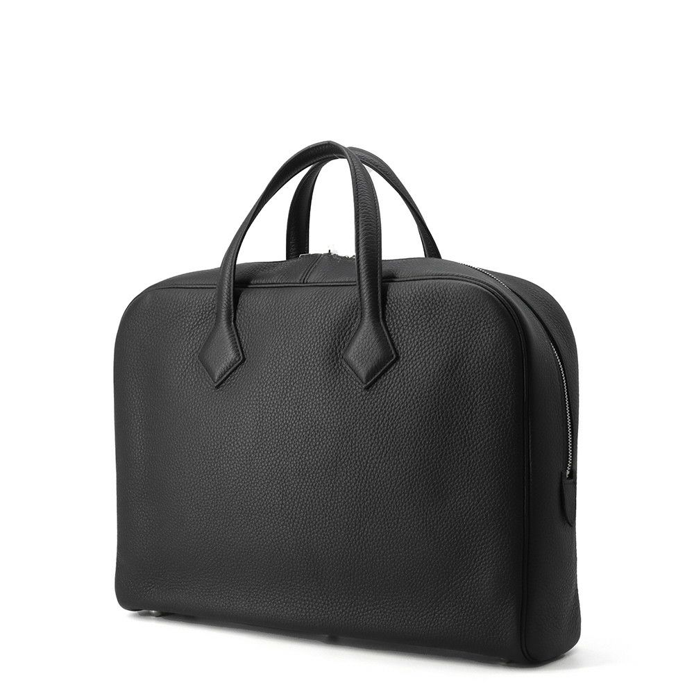 エルメス ブリーフケース ヴィクトリア2 12H ブラック/シルバー金具 トリヨンクレマンス W刻印 メンズ 黒