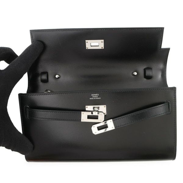 エルメス ケリーウォレット ロング トゥーゴー ブラック/シルバー金具 ボックスカーフ U刻印 HERMES 財布 黒