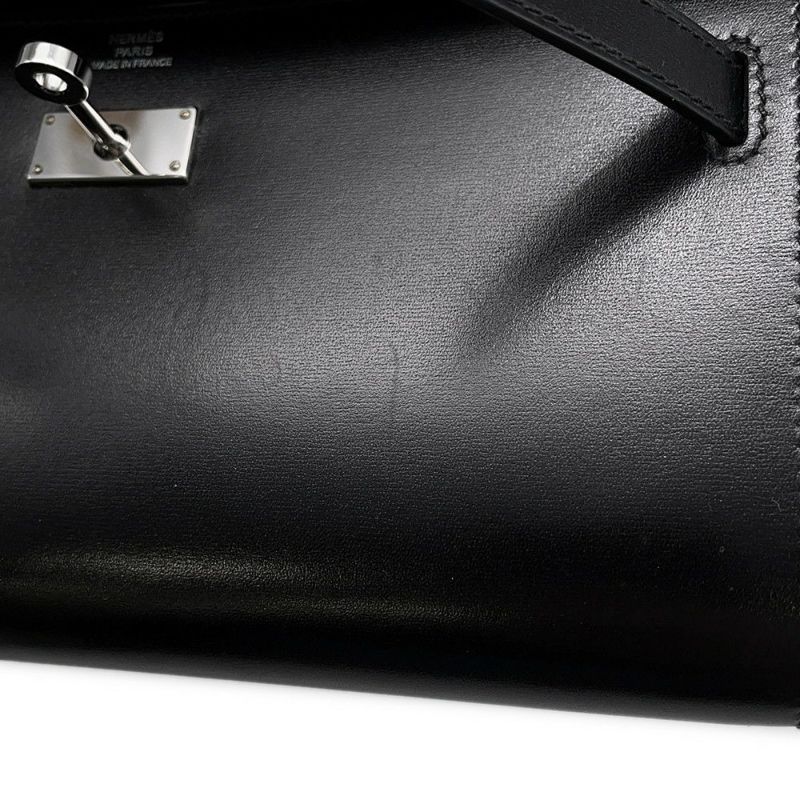 エルメス ケリーウォレット ロング トゥーゴー ブラック/シルバー金具 ボックスカーフ U刻印 HERMES 財布 黒