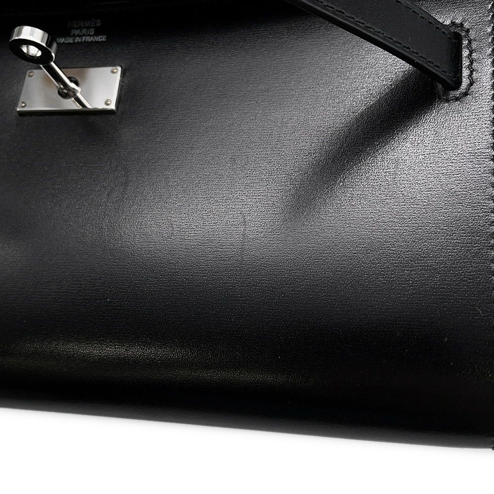 エルメス ケリーウォレット ロング トゥーゴー ブラック/シルバー金具 ボックスカーフ U刻印 HERMES 財布 黒