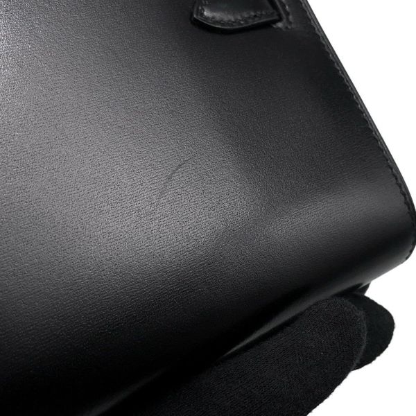 エルメス ケリーウォレット ロング トゥーゴー ブラック/シルバー金具 ボックスカーフ U刻印 HERMES 財布 黒