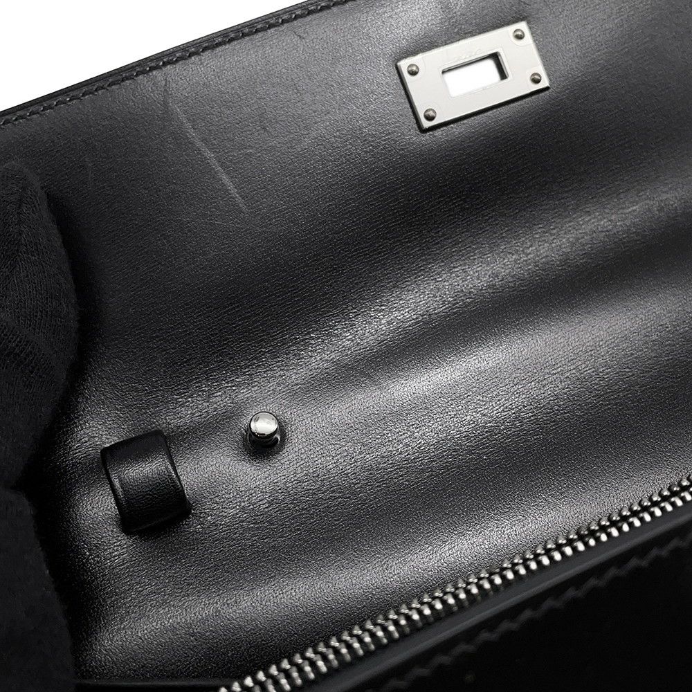 エルメス ケリーウォレット ロング トゥーゴー ブラック/シルバー金具 ボックスカーフ U刻印 HERMES 財布 黒