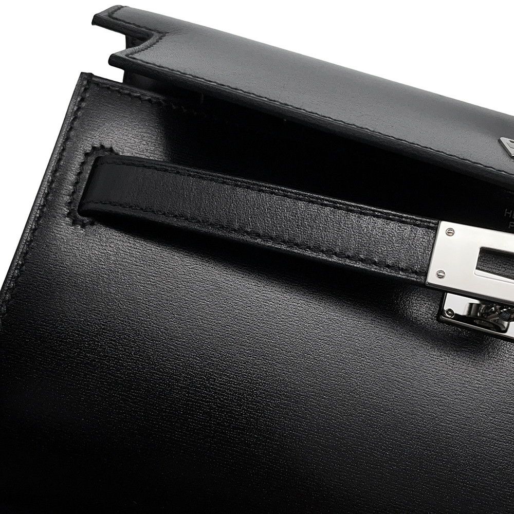 エルメス ケリーウォレット ロング トゥーゴー ブラック/シルバー金具 ボックスカーフ U刻印 HERMES 財布 黒