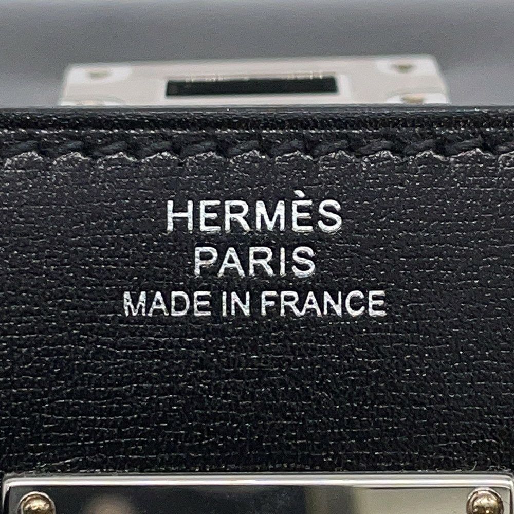 エルメス ケリーウォレット ロング トゥーゴー ブラック/シルバー金具 ボックスカーフ U刻印 HERMES 財布 黒