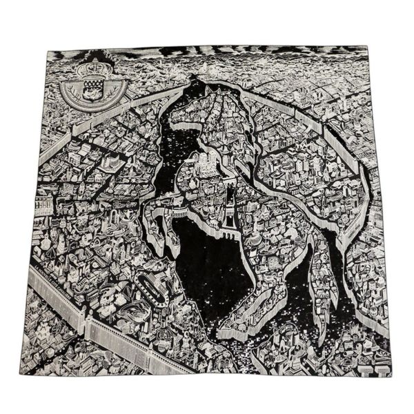 エルメス スカーフ カレ90 プレシュー シテ・カヴァリエール 夜の騎兵の街 シルク スパンゴール HERMES 2024年秋冬 黒