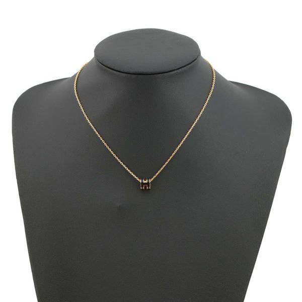 エルメス ネックレス ミニ・ポップアッシュ ブラック/ゴールド金具 HERMES アクセサリー 黒