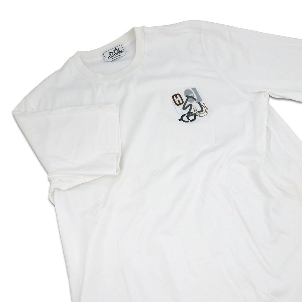 エルメス Tシャツ Hパズル コットン メンズサイズS HERMES トップス 半袖 白