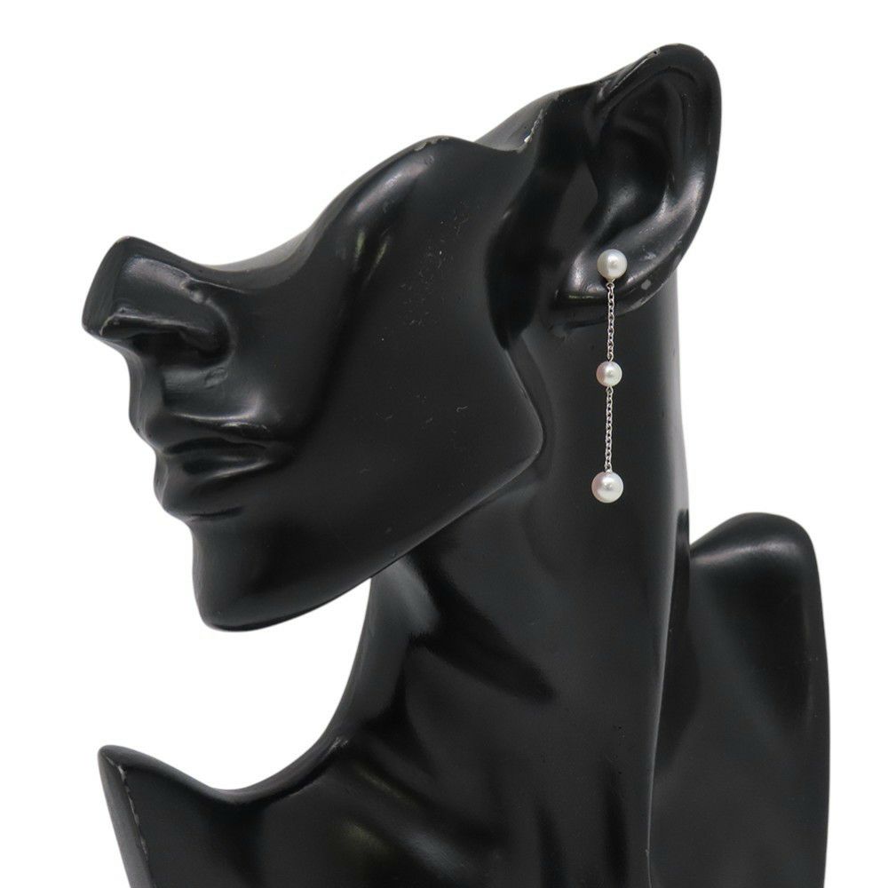 ミキモト ピアス パール チェーン アコヤ真珠 K18WGホワイトゴールド MIKIMOTO ジュエリー