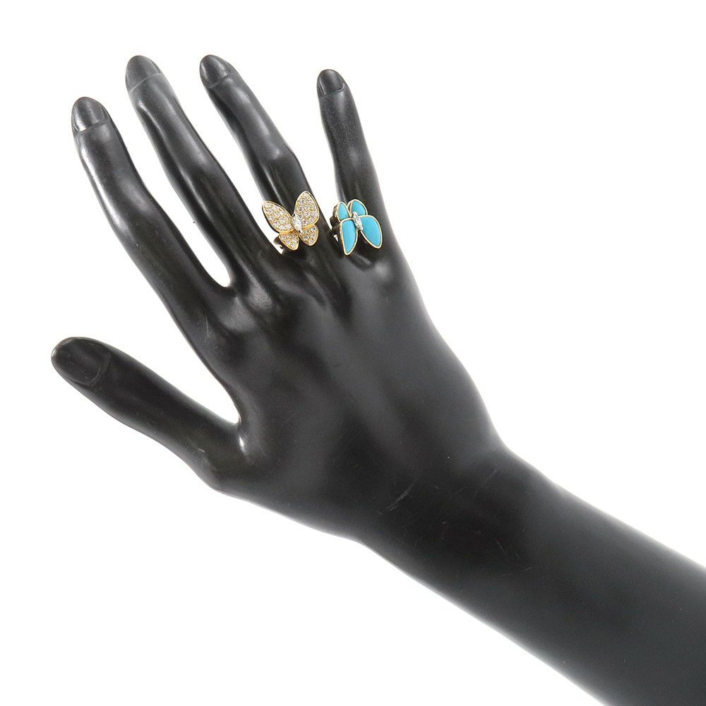 ヴァンクリ リング ドゥ パピヨン アントレ レ ドア リング ターコイズ/ダイヤモンド 36P 計0.99ct K18YG サイズ50 VCARP7UZ00 指輪