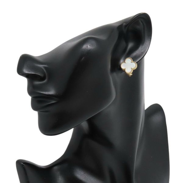 ヴァンクリーフ&アーペル ピアス ヴィンテージ アルハンブラ イヤリング マザーオブパール K18YGイエローゴールド VCARA44100