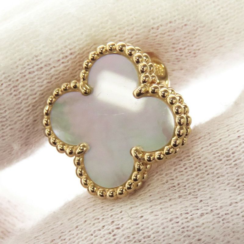 ヴァンクリーフ&アーペル ピアス ヴィンテージ アルハンブラ イヤリング マザーオブパール K18YGイエローゴールド VCARA44100