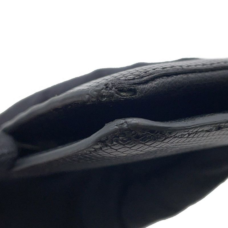 エルメス 長財布 ベアンクラシック ブラック/ゴールド金具 リザード □E刻印 HERMES 財布 黒