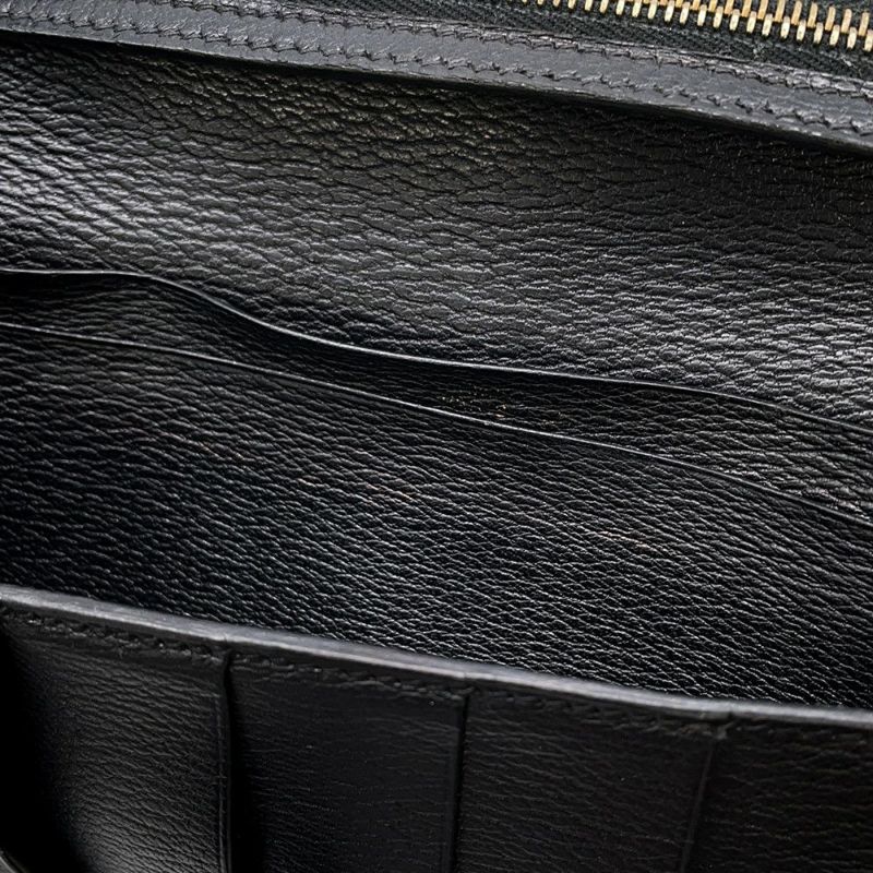 エルメス 長財布 ベアンクラシック ブラック/ゴールド金具 リザード □E刻印 HERMES 財布 黒