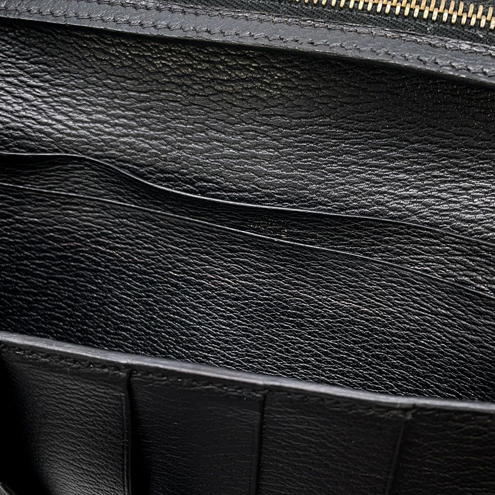 エルメス 長財布 ベアンクラシック ブラック/ゴールド金具 リザード □E刻印 HERMES 財布 黒