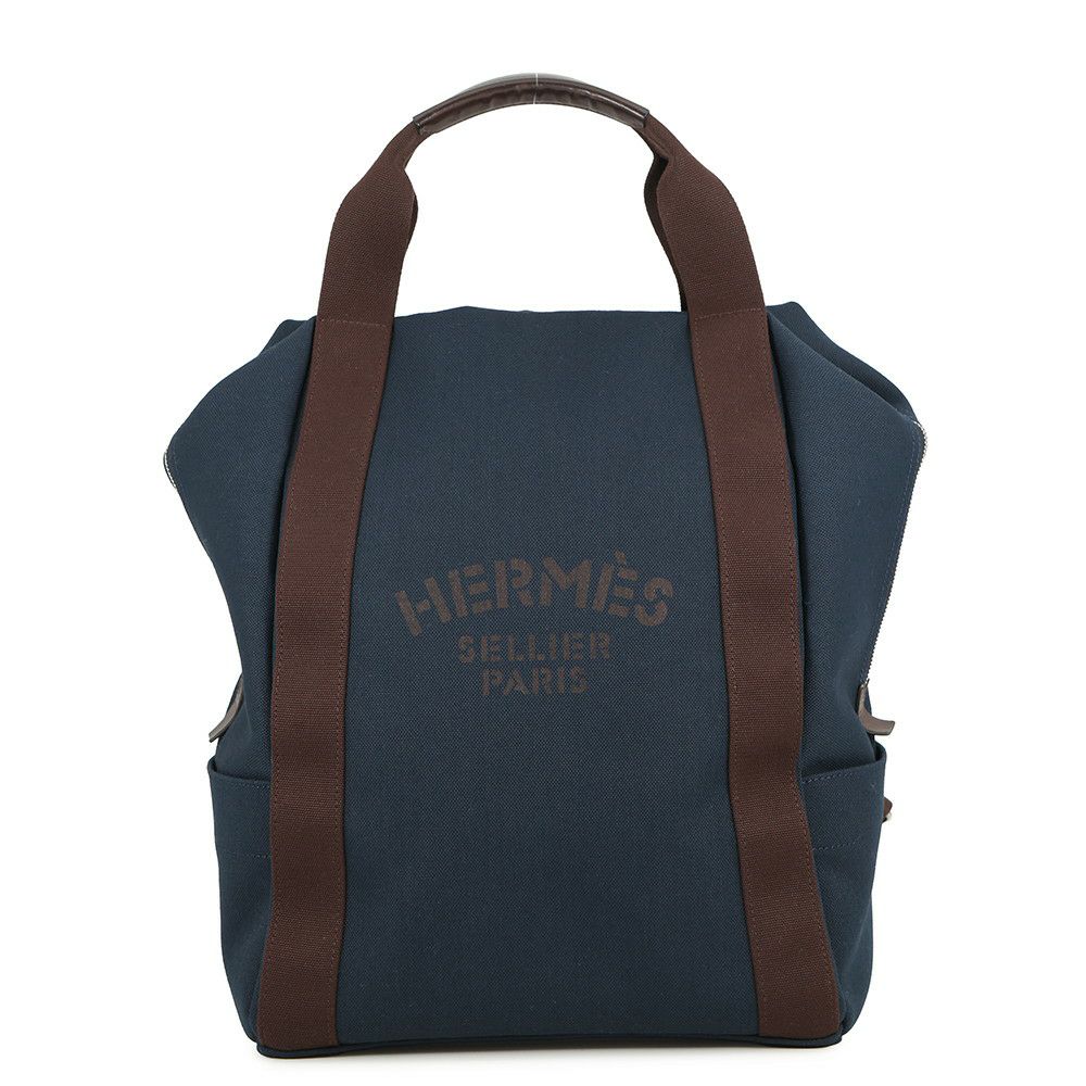 エルメス リュック サックドパンサージュ グルーム  ネイビー/フー/シルバー金具 トワルシェブロン/キャンバス バックパック