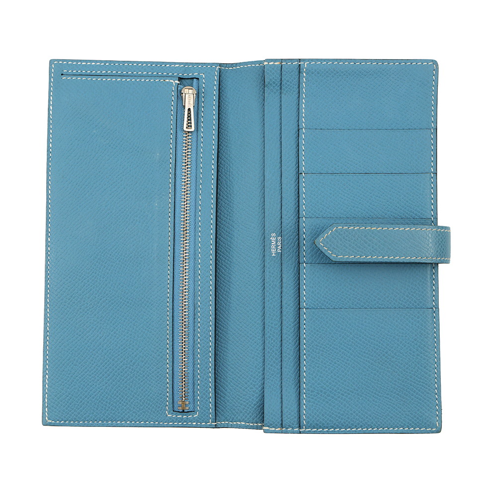 エルメス 長財布 ベアンスフレ ブルージーン/シルバー金具 エプソン □N刻印 HERMES 財布