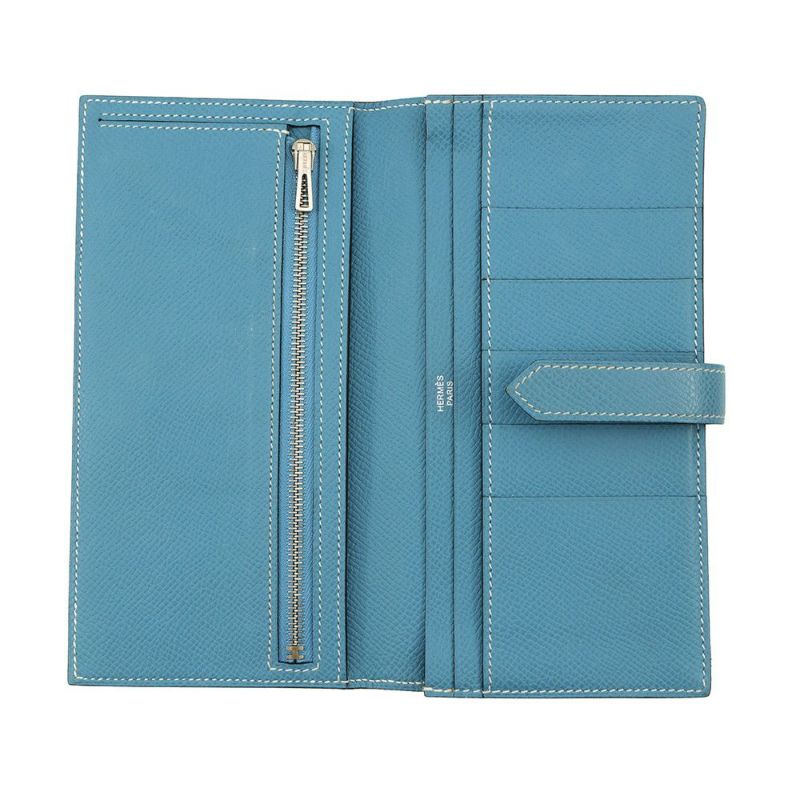 エルメス 長財布 ベアンスフレ ブルージーン/シルバー金具 エプソン □N刻印 HERMES 財布