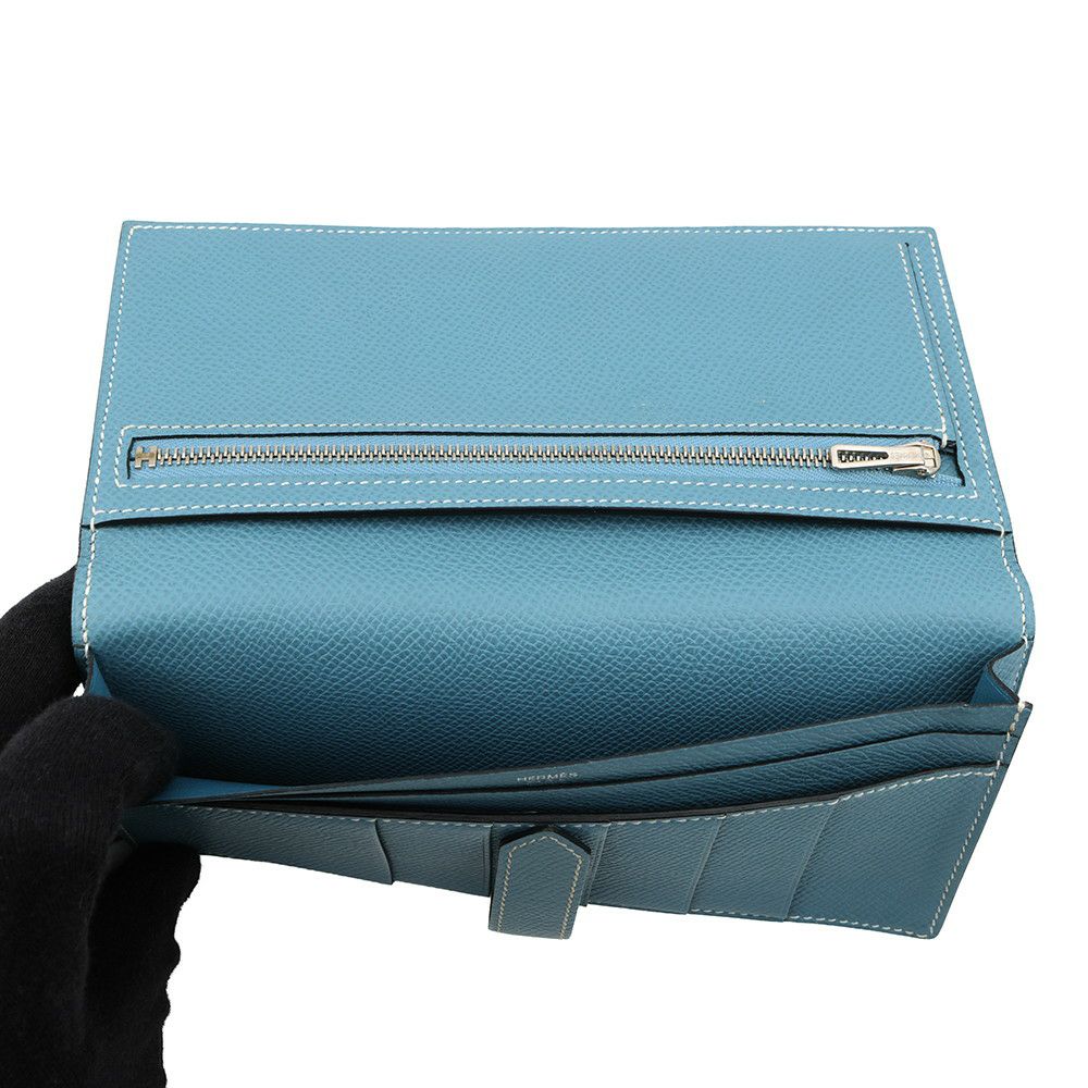 エルメス 長財布 ベアンスフレ ブルージーン/シルバー金具 エプソン □N刻印 HERMES 財布
