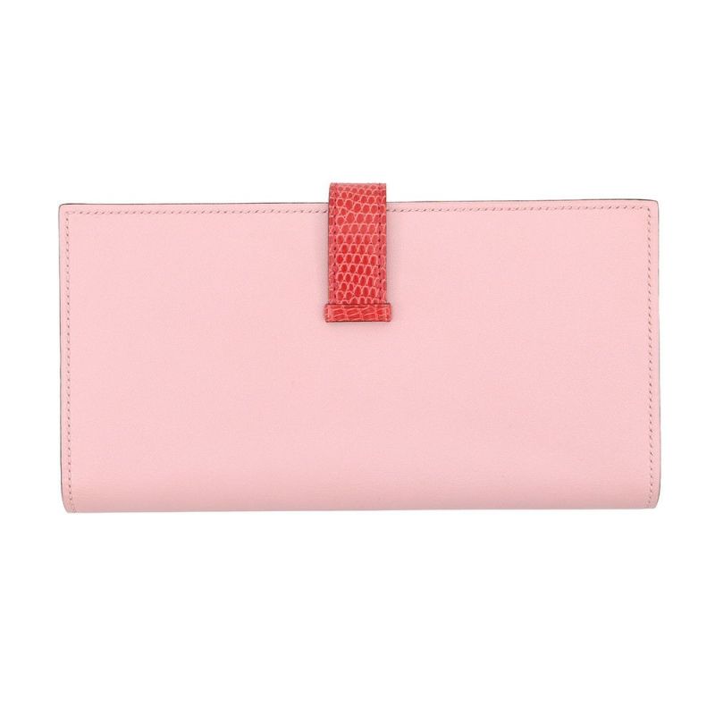 エルメス 長財布 ベアンスフレ ローズサクラ/ブーゲンビリア/シルバー金具 タデラクト/リザード X刻印