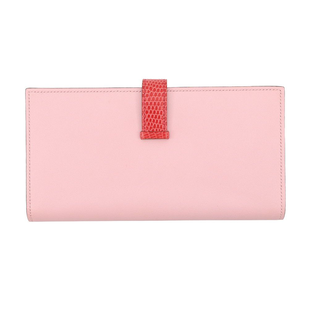 エルメス 長財布 ベアンスフレ ローズサクラ/ブーゲンビリア/シルバー金具 タデラクト/リザード X刻印