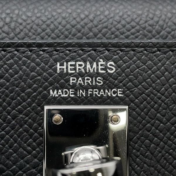エルメス ハンドバッグ ケリー25 外縫い ブラック/シルバー金具 エプソン W刻印 ２wayショルダー 黒
