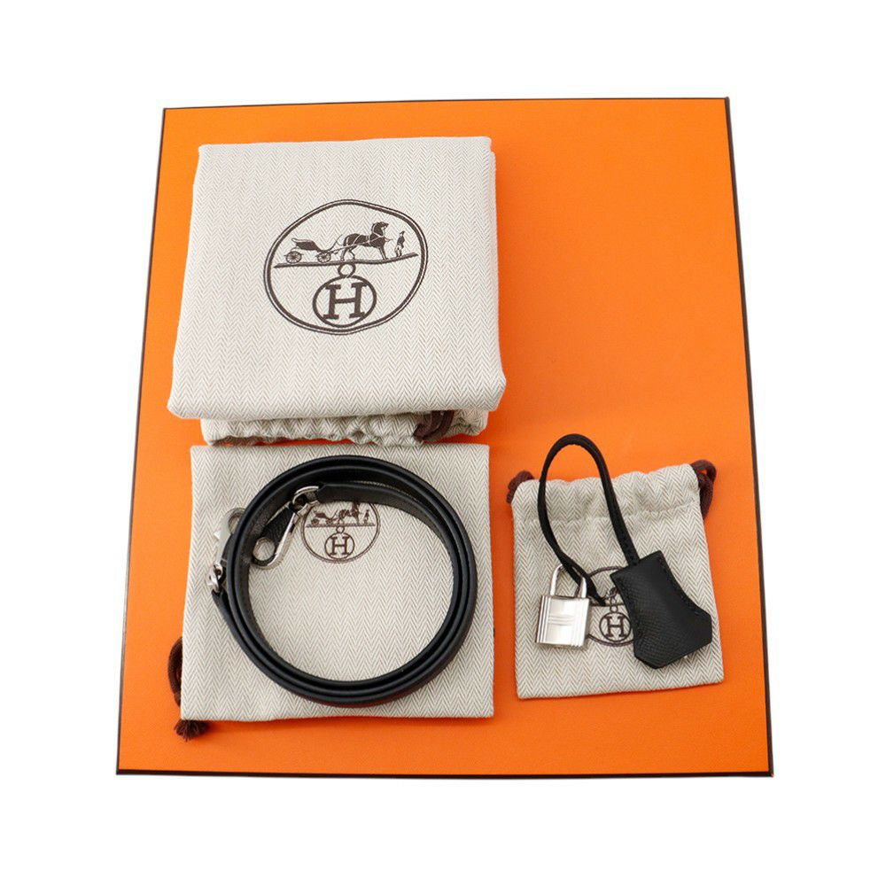 エルメス ハンドバッグ ケリー25 外縫い ブラック/シルバー金具 エプソン W刻印 ２wayショルダー 黒