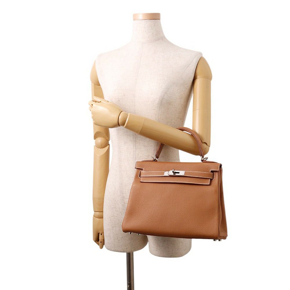 エルメス ハンドバッグ ケリー28 内縫い ゴールド/シルバー金具 トゴ Z刻印 ２wayショルダー