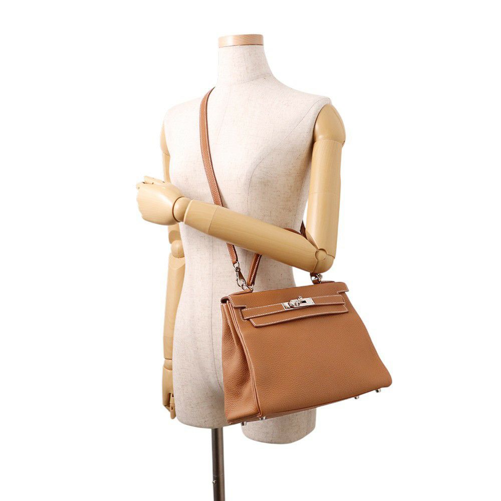 エルメス ハンドバッグ ケリー28 内縫い ゴールド/シルバー金具 トゴ Z刻印 ２wayショルダー