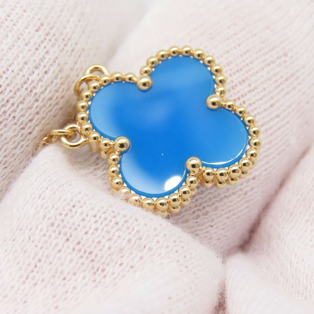 ヴァンクリーフ&アーペル ネックレス ヴィンテージ アルハンブラ ペンダント ブルーアゲート K18YGイエローゴールド VCARP9SY00