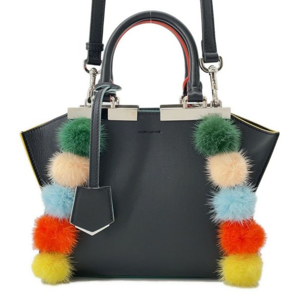 フェンディ ハンドバッグ プチ トロワジュール レザー 8BH333 FENDI 2wayショルダーバッグ 黒