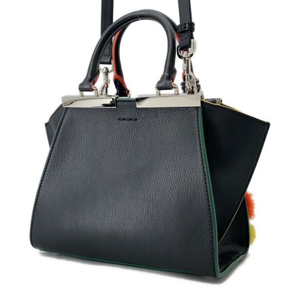 フェンディ ハンドバッグ プチ トロワジュール レザー 8BH333 FENDI 2wayショルダーバッグ 黒