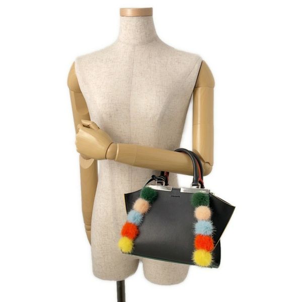 フェンディ ハンドバッグ プチ トロワジュール レザー 8BH333 FENDI 2wayショルダーバッグ 黒