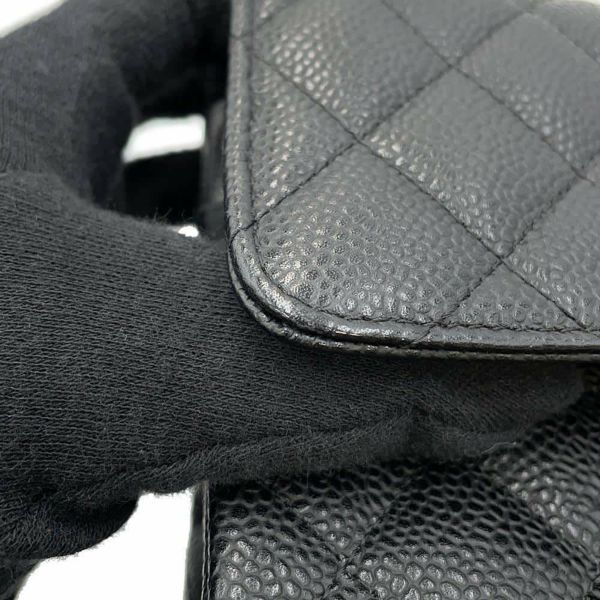 シャネル チェーンショルダーバッグ マトラッセ25 ココマーク ダブルチェーン キャビアスキン A01112 CHANEL 黒