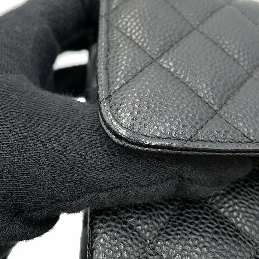 シャネル チェーンショルダーバッグ マトラッセ25 ココマーク ダブルチェーン キャビアスキン A01112 CHANEL 黒