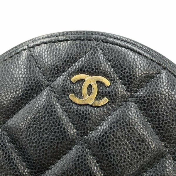 シャネル チェーンショルダーバッグ クラシック ミニ マトラッセ ココマーク キャビアスキン AP0245 CHANEL ラウンド 黒