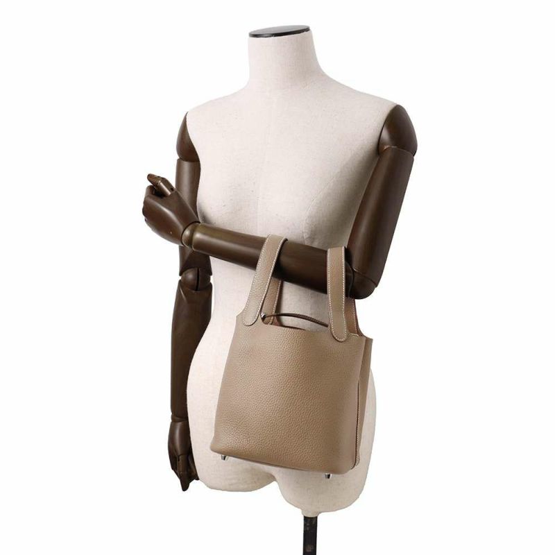 エルメス ハンドバッグ ピコタンロックPM エトゥープ/シルバー金具 トリヨンクレマンス W刻印