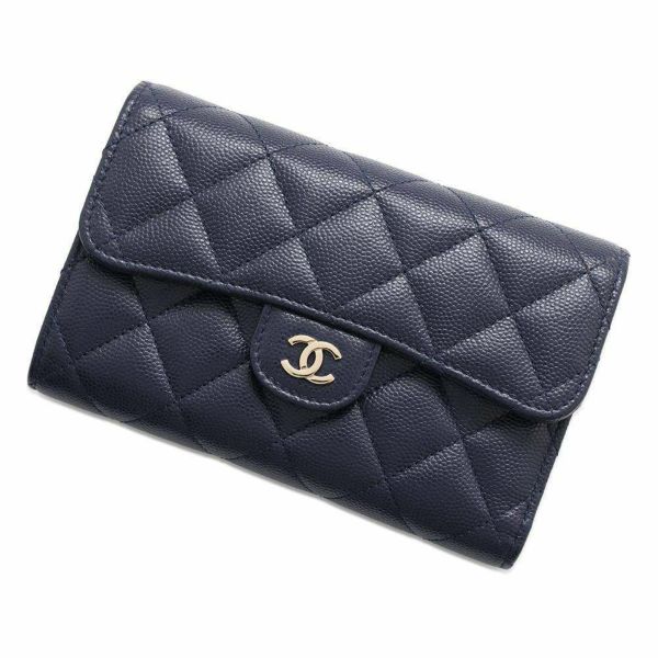 シャネル 財布 マトラッセ ココマーク キャビアスキン ブラック AP0232 CHANEL 三つ折り財布